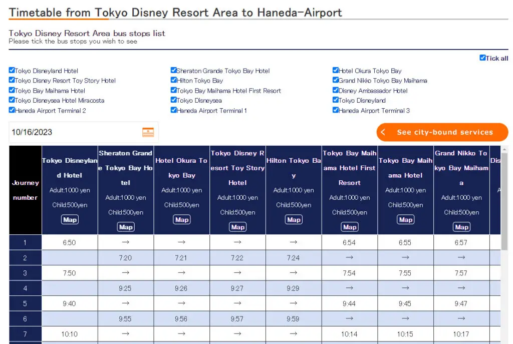 Airport Transport Service Buses Schedule