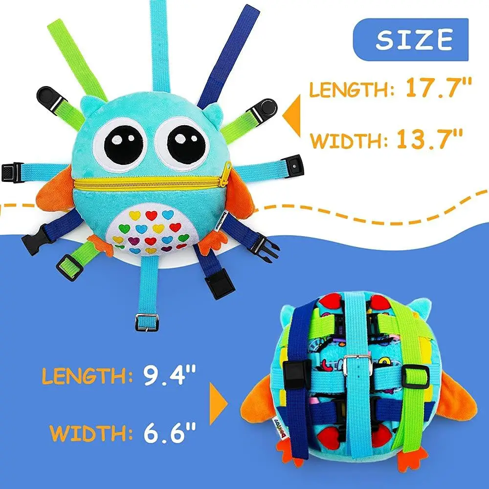 beetoy Sensory Buckle Pillow Zipper Toys for Toddlers 1-3, Toddler Travel Toys for Plane Keep Baby Busy Toys for Autistic Kids - Develop Fine Motor and Problem-Solving Skills
