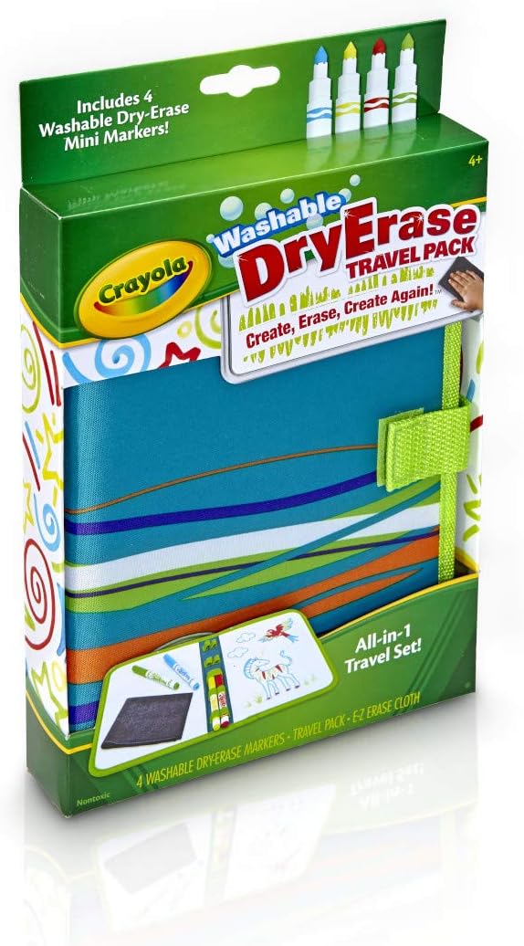 Crayola Washable Dry Erase Travel Pack, Whiteboard for Kids, Ages 4, 5, 6, 7