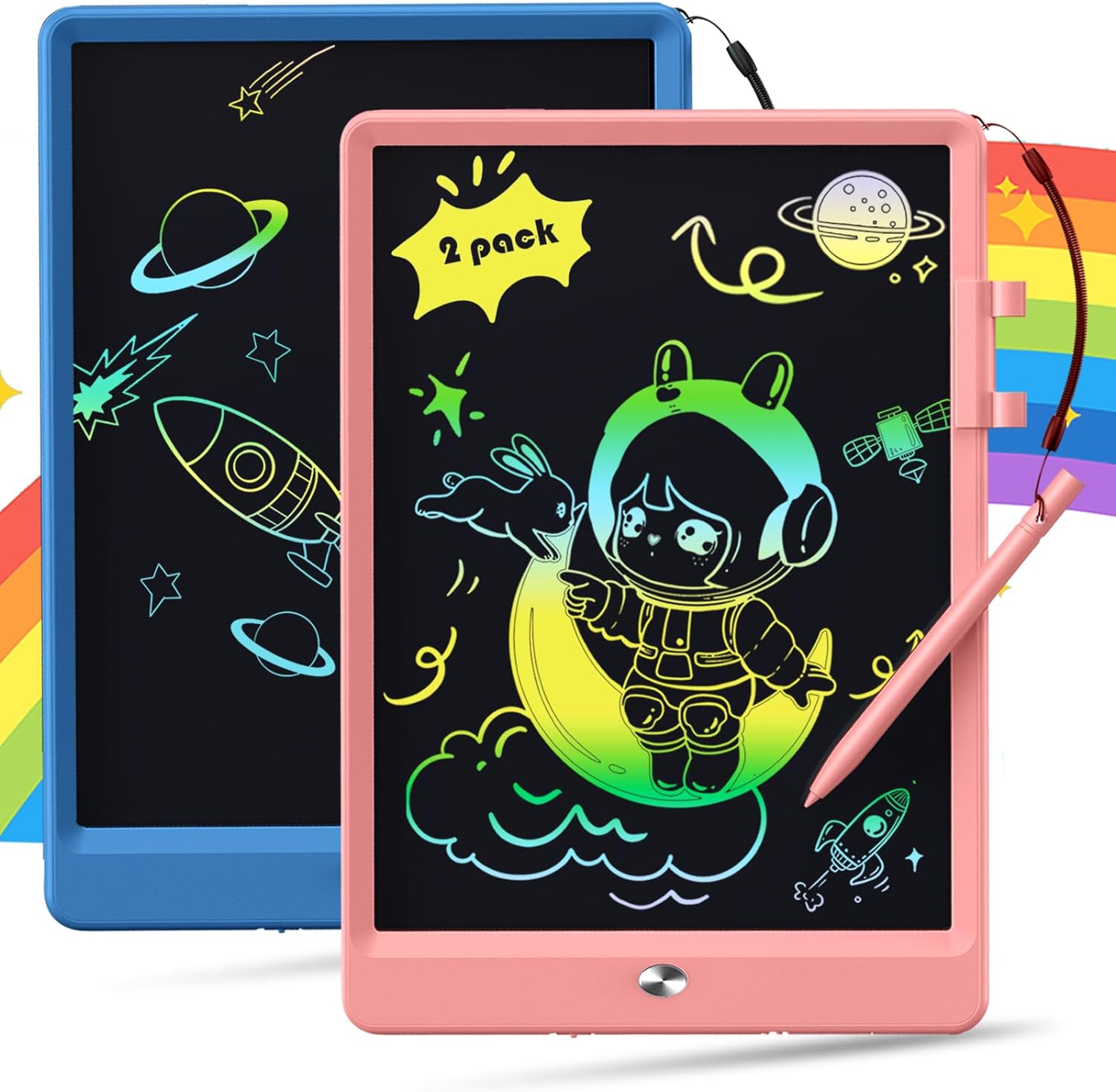 Kidopire 2 Pack LCD Writing Tablet for Kids 10-Inch, Colorful Drawing Tablet Kids Doodle Board, Educational Toddler Toy Aged 2-4 5 6, Drawing Pad for Kids 3+ Year Old Boys Girls Birthday Gifts