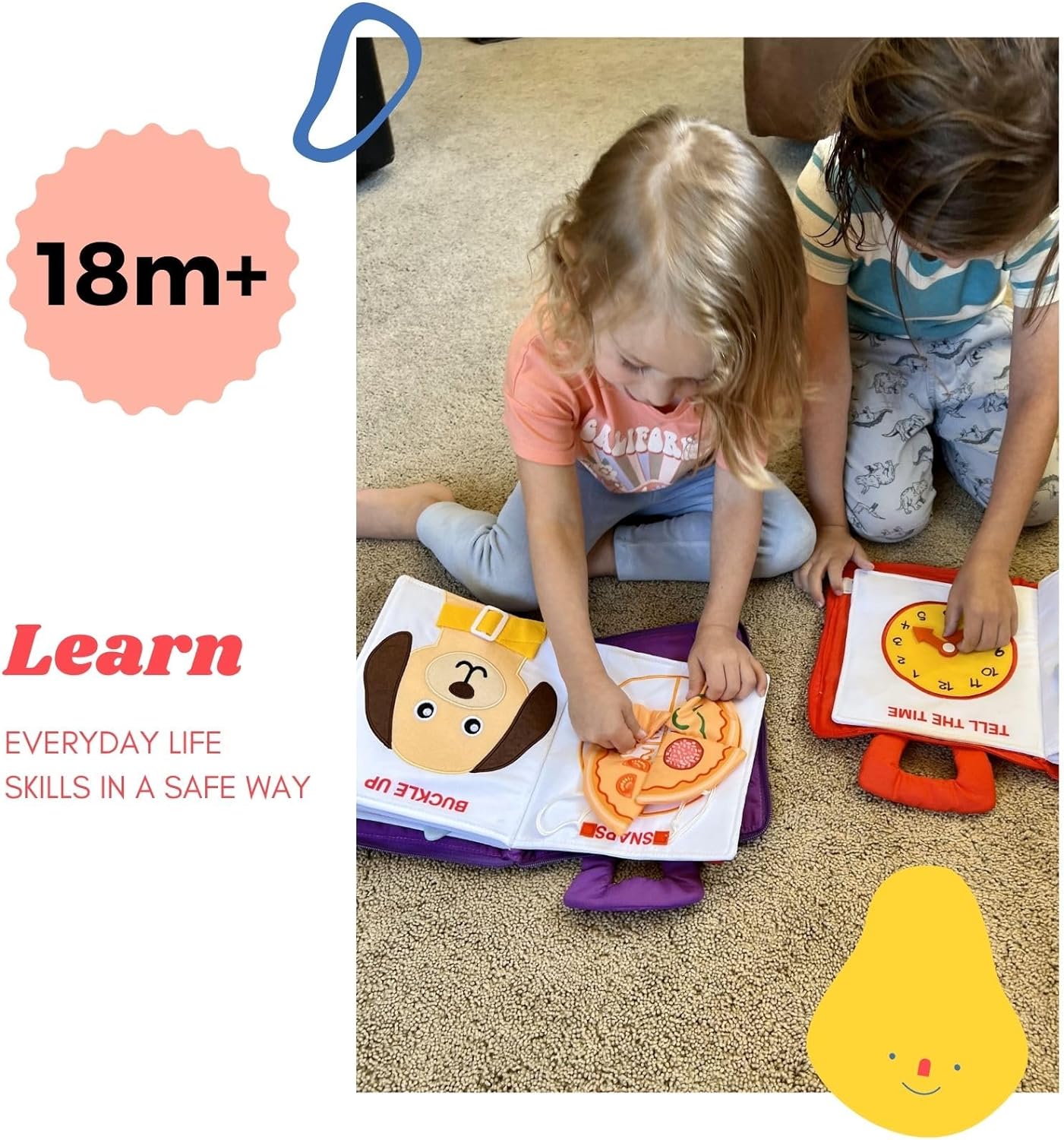 My Quiet Book - Airplane Must Haves for Toddlers, Busy Board for Toddlers 1-3, Montessori Busy Books for Toddlers 1 2 3 4 Year Old with 10 Toddler Learning Activities, Gift for 2 Year Old Girl  Boy