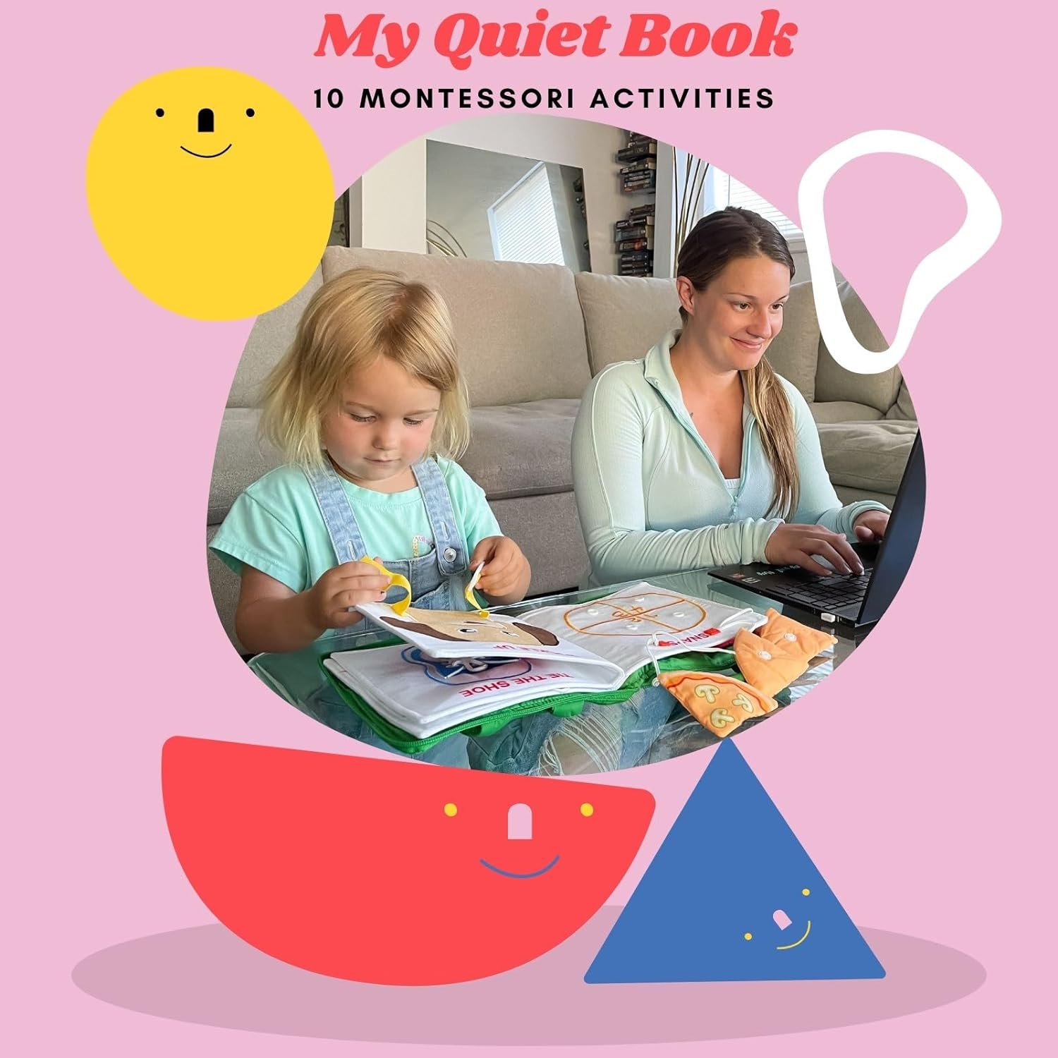 My Quiet Book - Airplane Must Haves for Toddlers, Busy Board for Toddlers 1-3, Montessori Busy Books for Toddlers 1 2 3 4 Year Old with 10 Toddler Learning Activities, Gift for 2 Year Old Girl  Boy