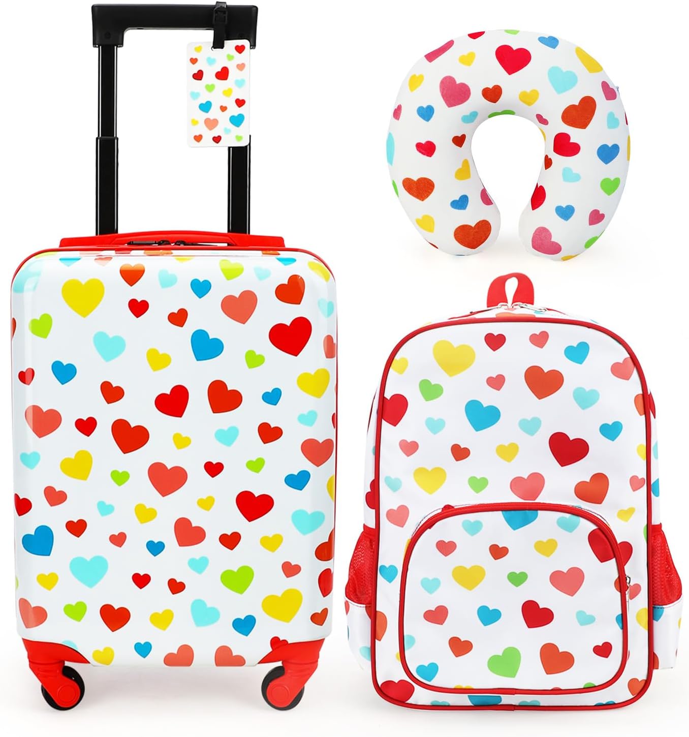 emissary Kids Luggage With Wheels For Girls, 3 Piece Luggage Set, Childrens Luggage For Girls With Wheels, Kids Suitcases With Wheels For Girls, Toddler Suitcase For Girls, Travel Luggage For Kids