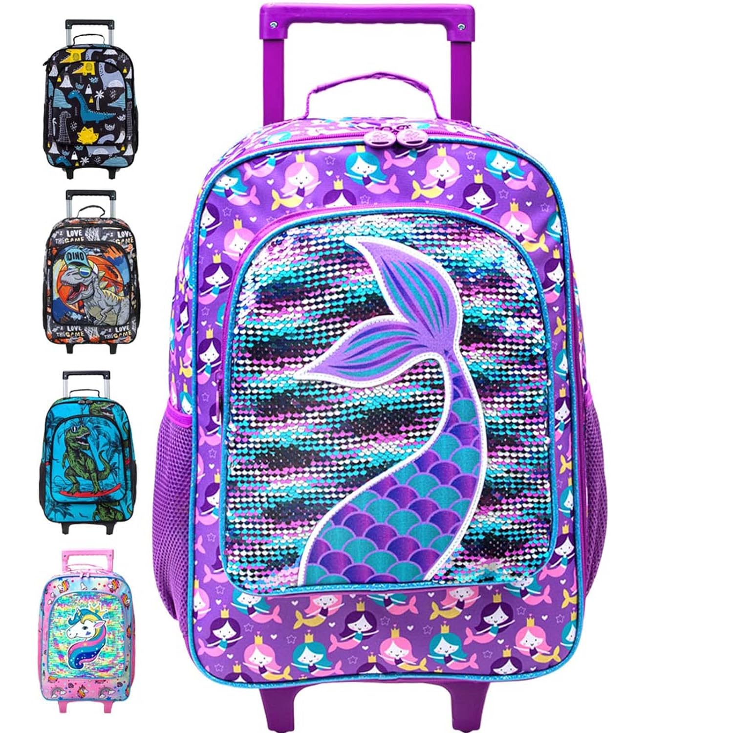 gxtvo Kids Suitcase with Wheels for Girls, Mermaid Rolling carry on Luggage for Toddler Children