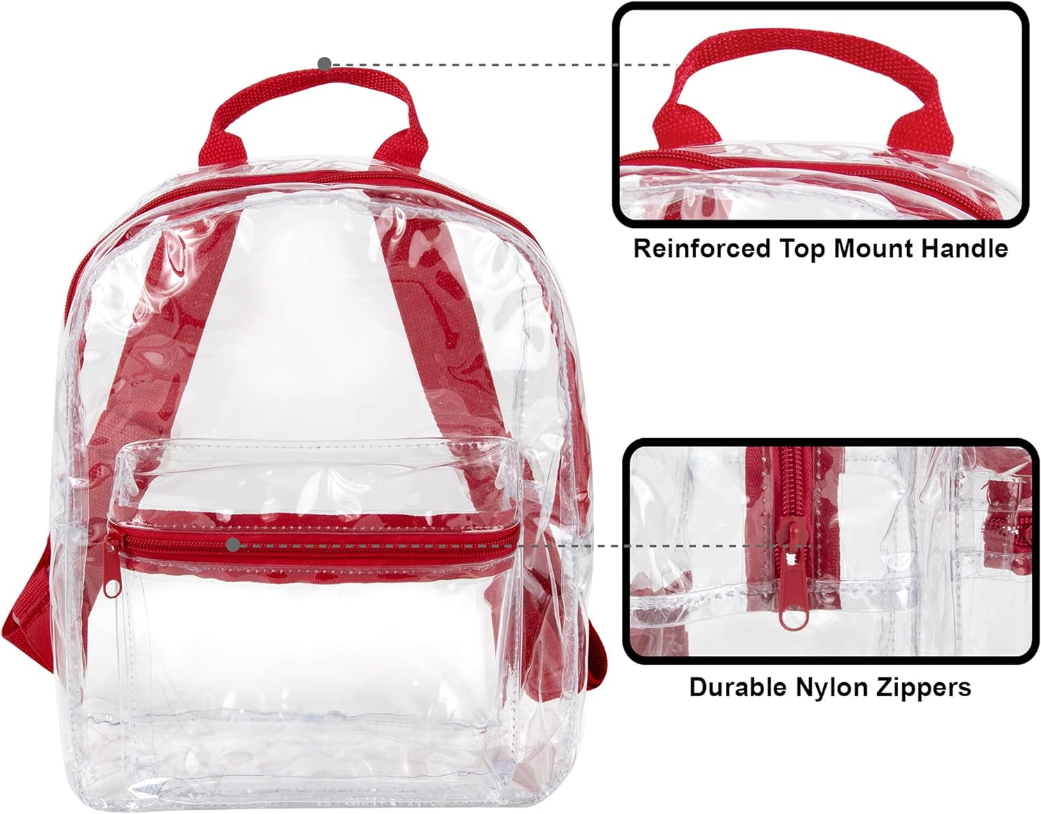 MADISON  DAKOTA Clear Mini Backpacks for Beach, Travel - Stadium Approved Bag with Adjustable Straps