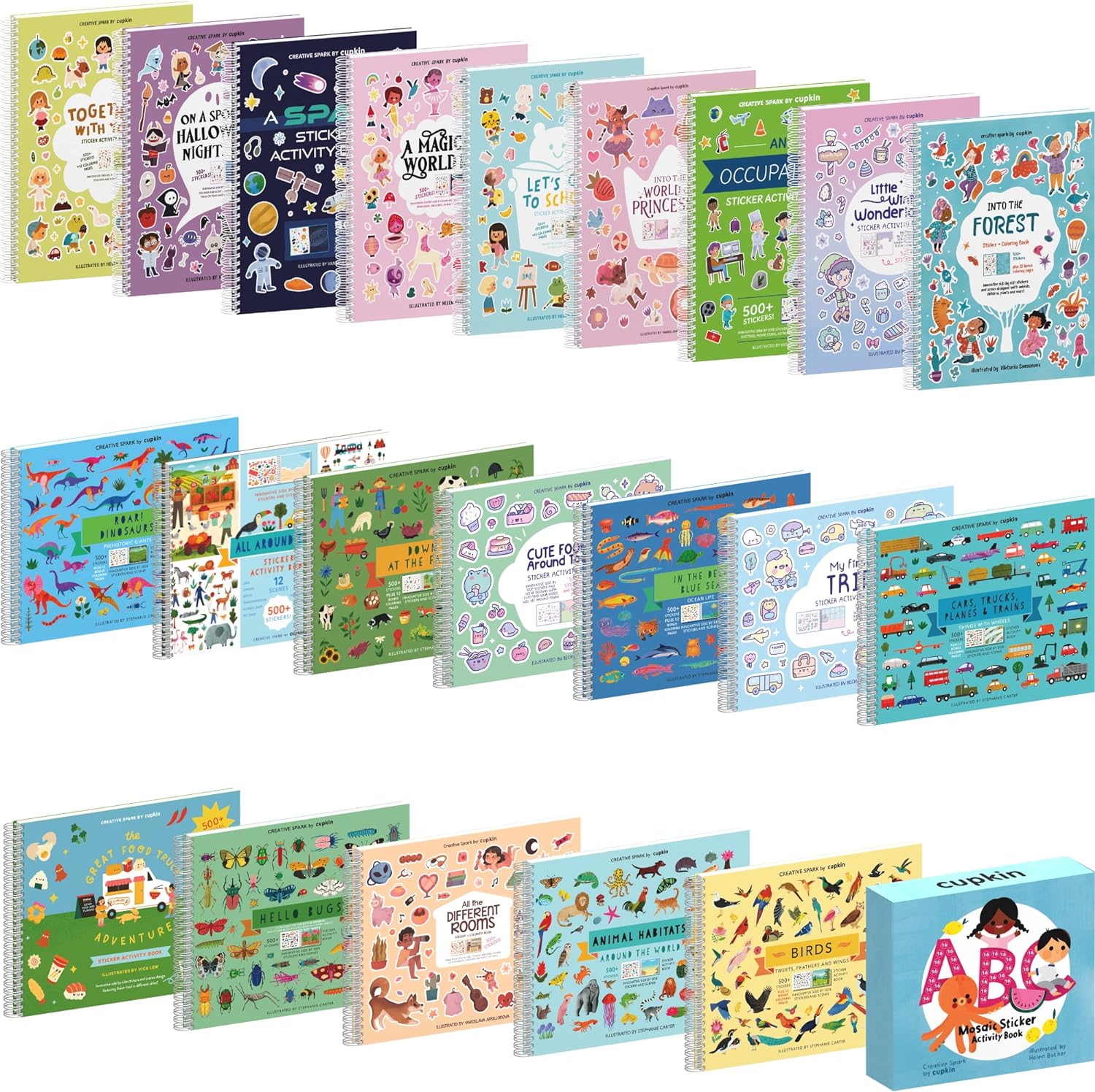 My First Trip Sticker + Coloring Book (500+ Stickers  12 Scenes) by Cupkin - Side by Side Activity Book Design - Fun Toddler Travel Essential Sticker Books for Kids 2-4 - Great for Older Boys  Girls