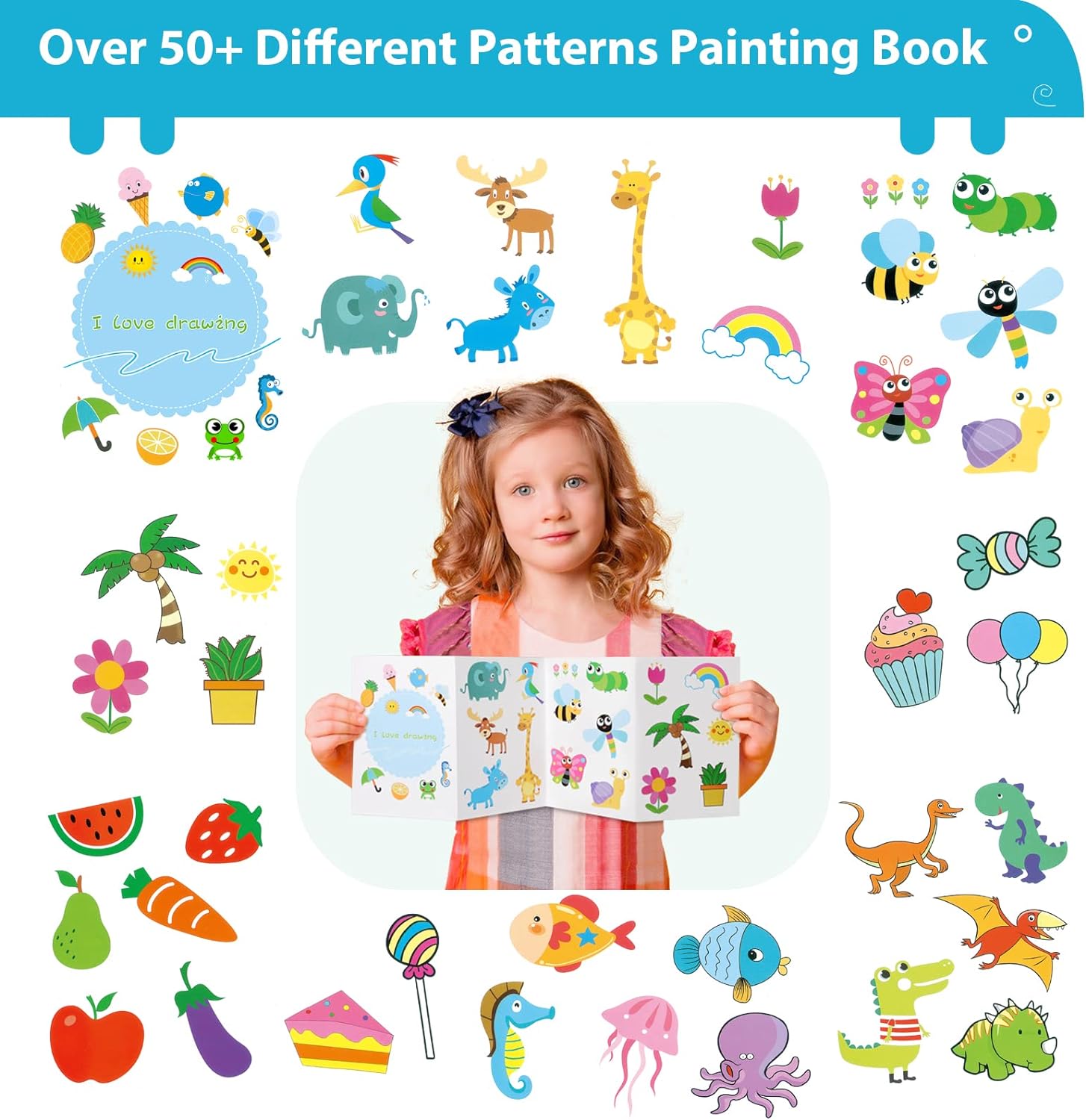 QearFun Erasable Doodle Book Set, 100+ Drawing Shapes Toddler Travel Essential Activity (Green Dinosaur)