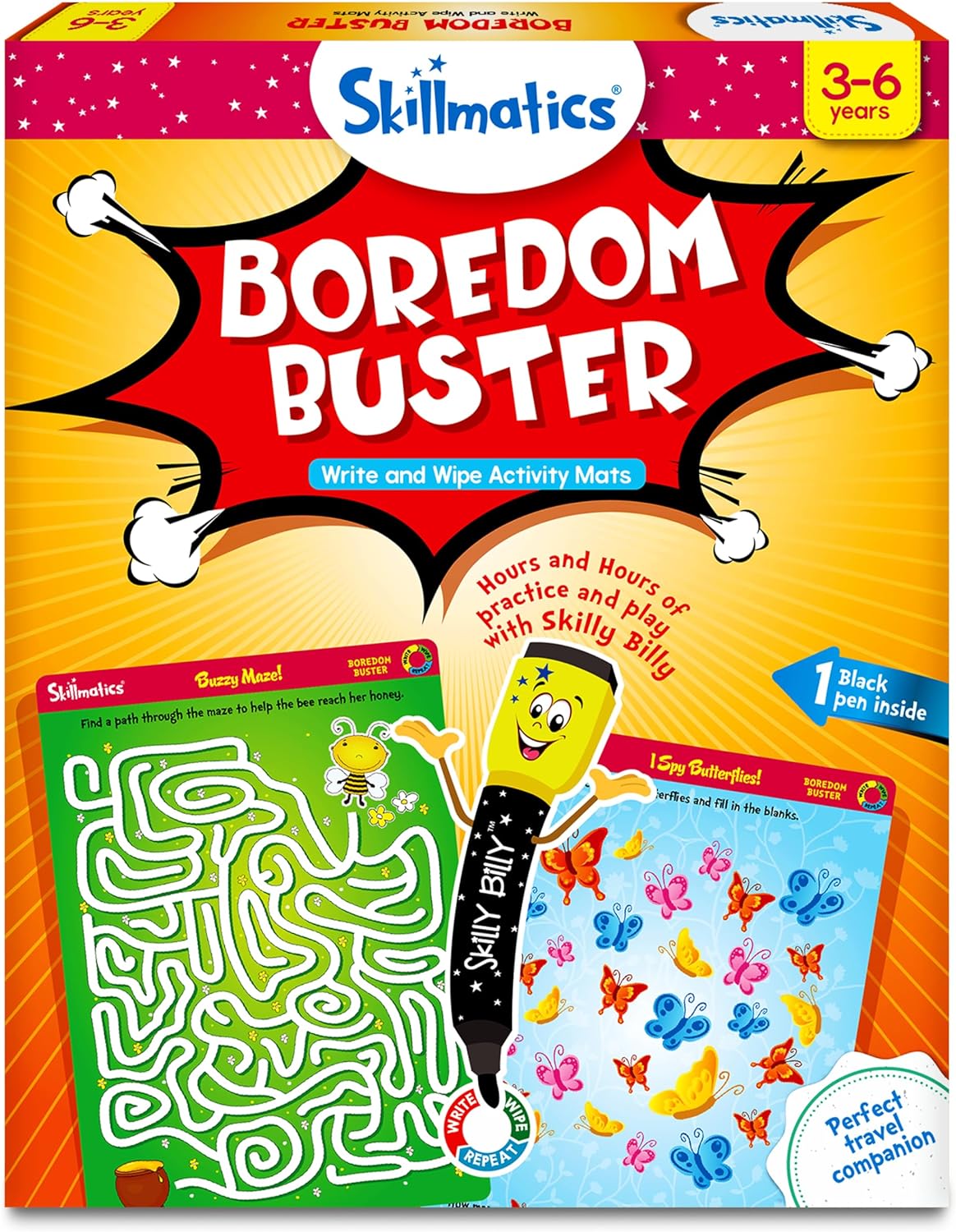 Skillmatics Educational Game - Boredom Buster, Reusable Activity Mats with Dry Erase Marker, Gifts, Travel Toy, Ages 3 to 6