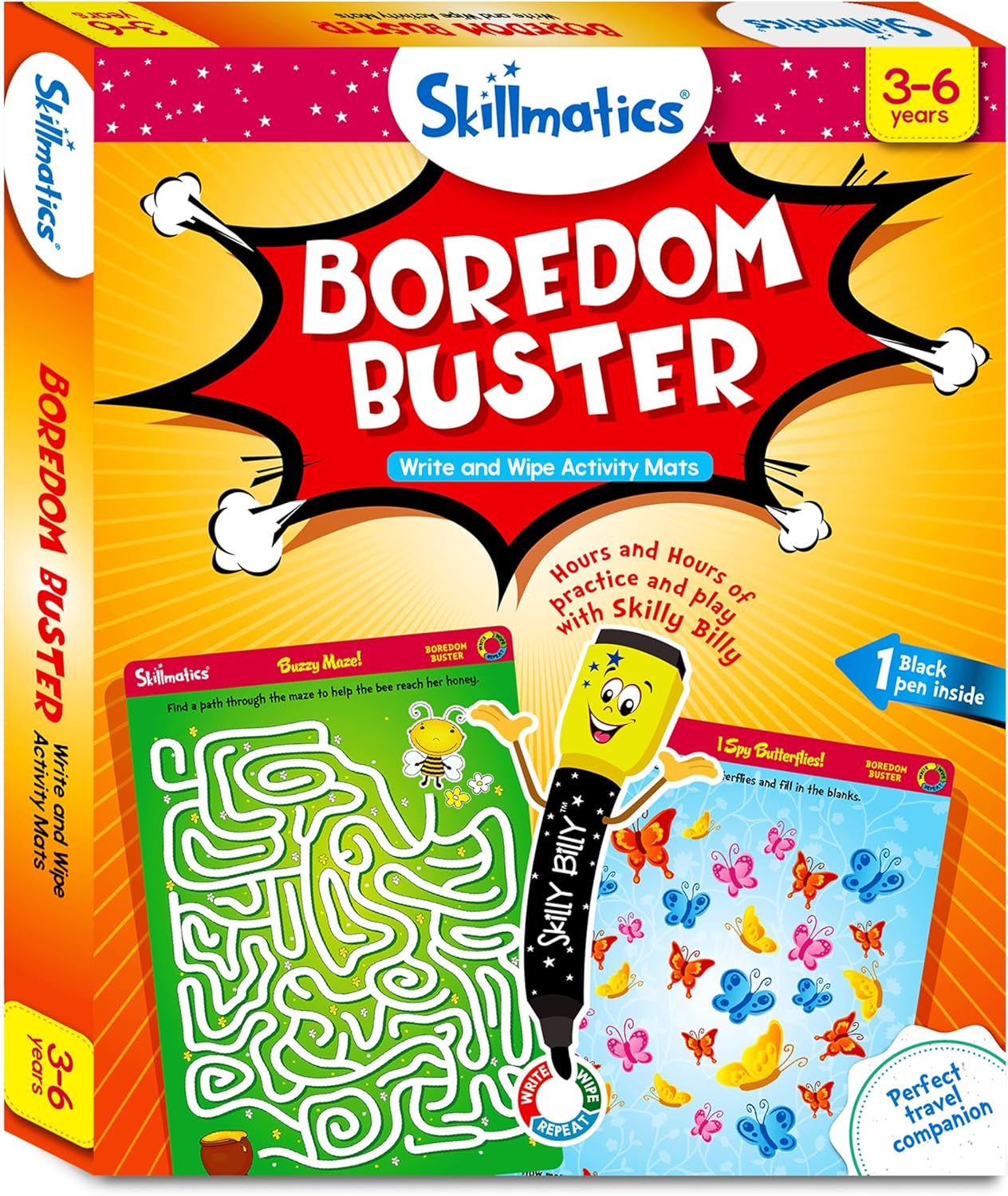 Skillmatics Educational Game - Boredom Buster, Reusable Activity Mats with Dry Erase Marker, Gifts, Travel Toy, Ages 3 to 6